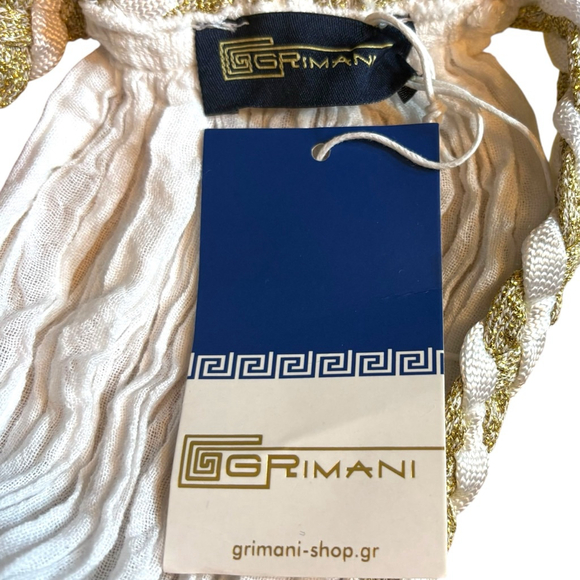 Grimani Penelope Hand Crafted Greek Dress, O/S, White Crinkle Cotton - Picture 15 of 16